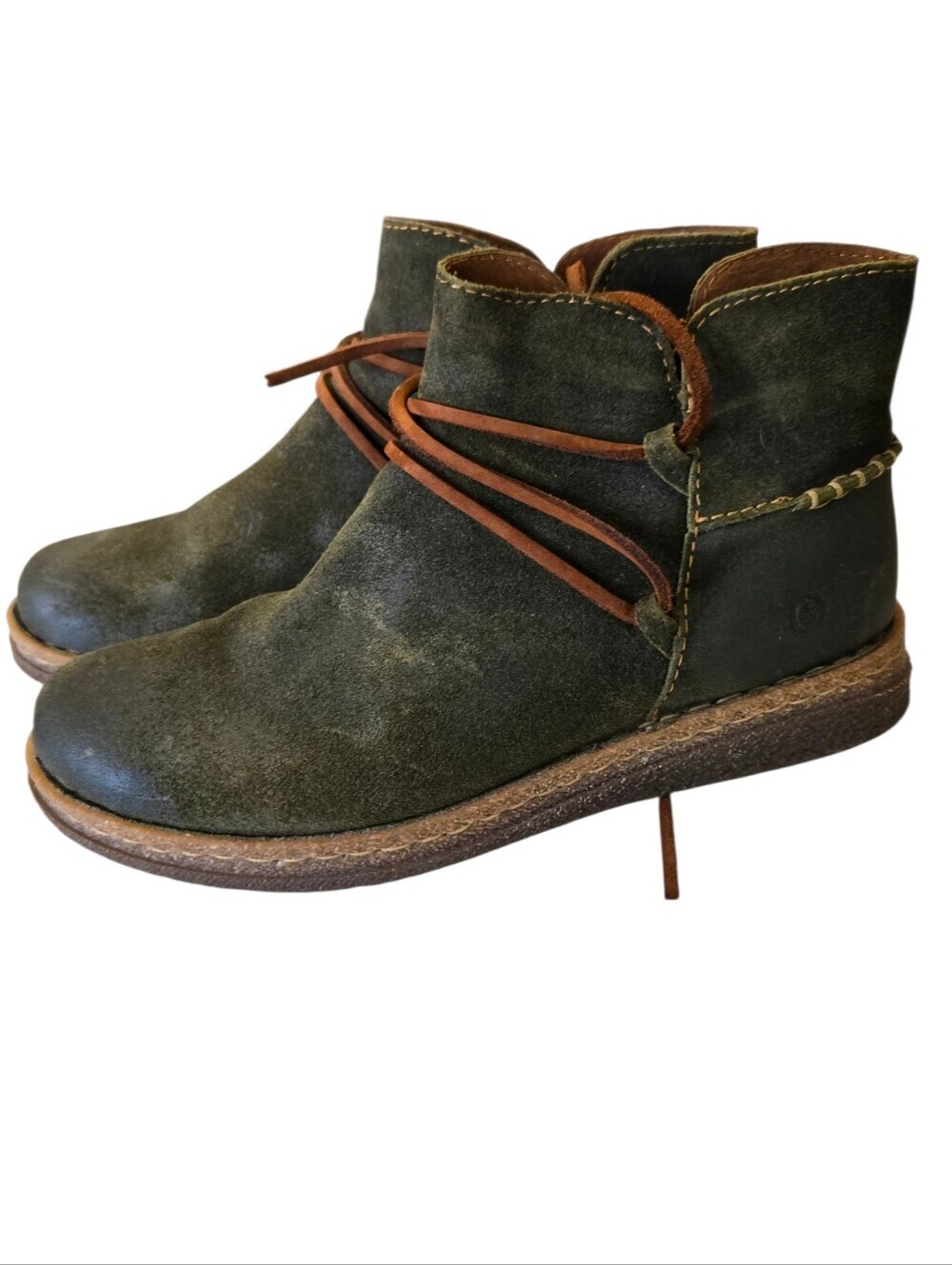 ✨ Born “Calyn” Distressed Olive Green Leather Ankle Boots – Size 8.5 ✨ - Picture 11 of 12